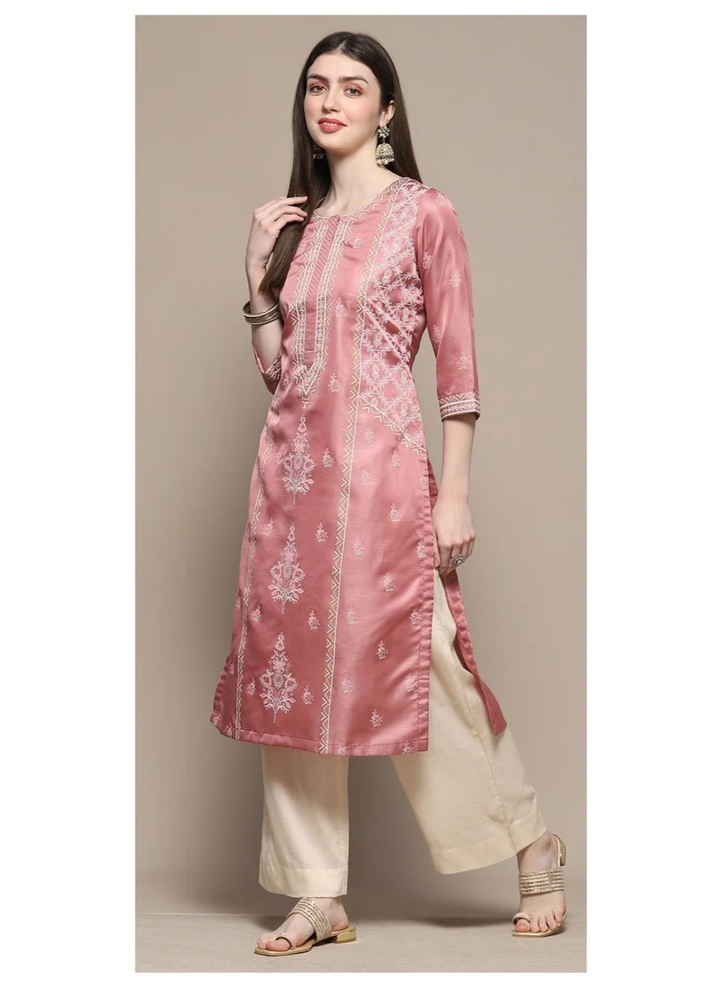 Biba  Dusty Pink Printed Straight Kurta for Women | Best Price UAE