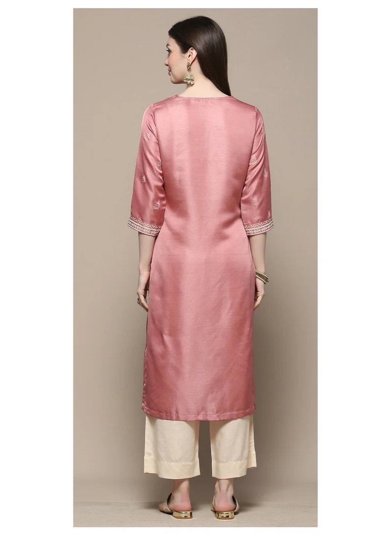 Biba  Dusty Pink Printed Straight Kurta for Women | Best Price UAE
