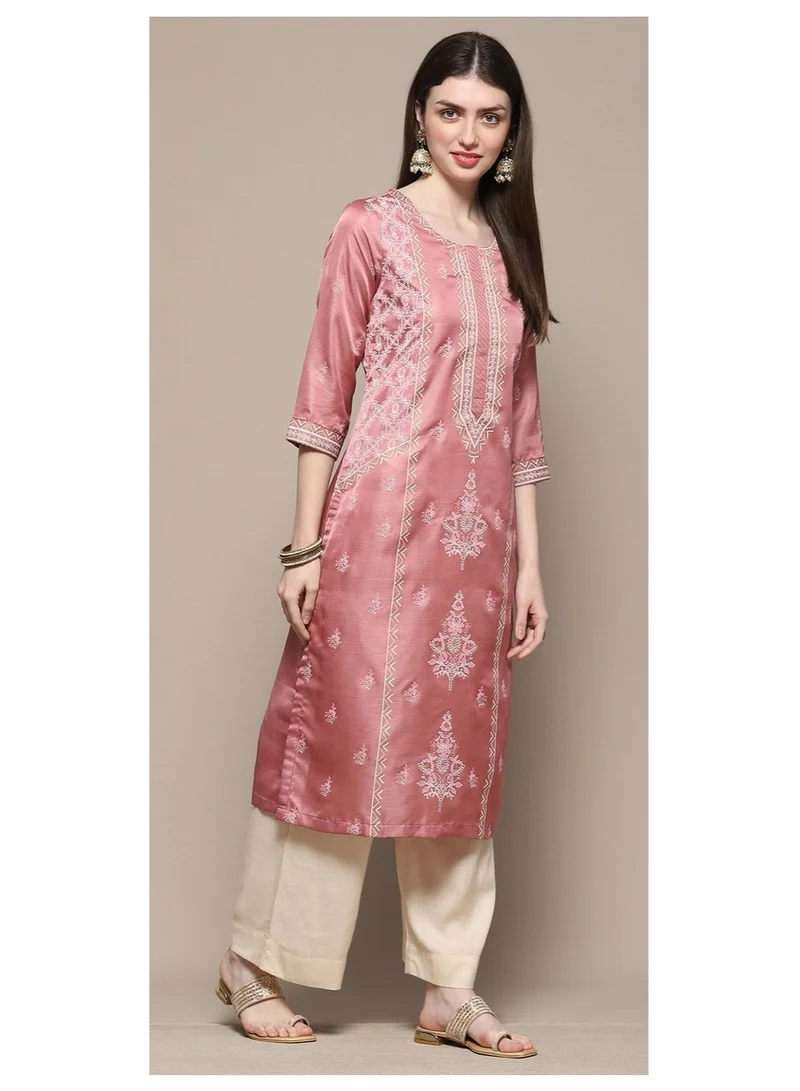 Biba  Dusty Pink Printed Straight Kurta for Women | Best Price UAE