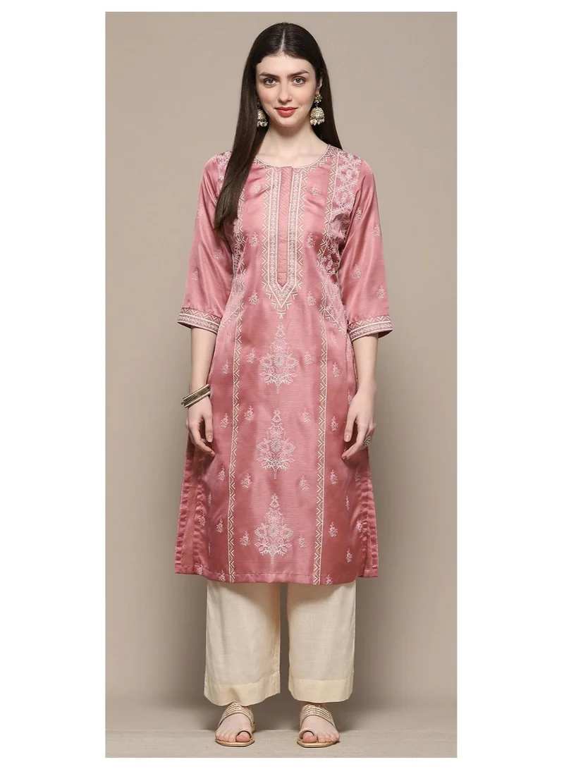 Biba  Dusty Pink Printed Straight Kurta for Women | Best Price UAE