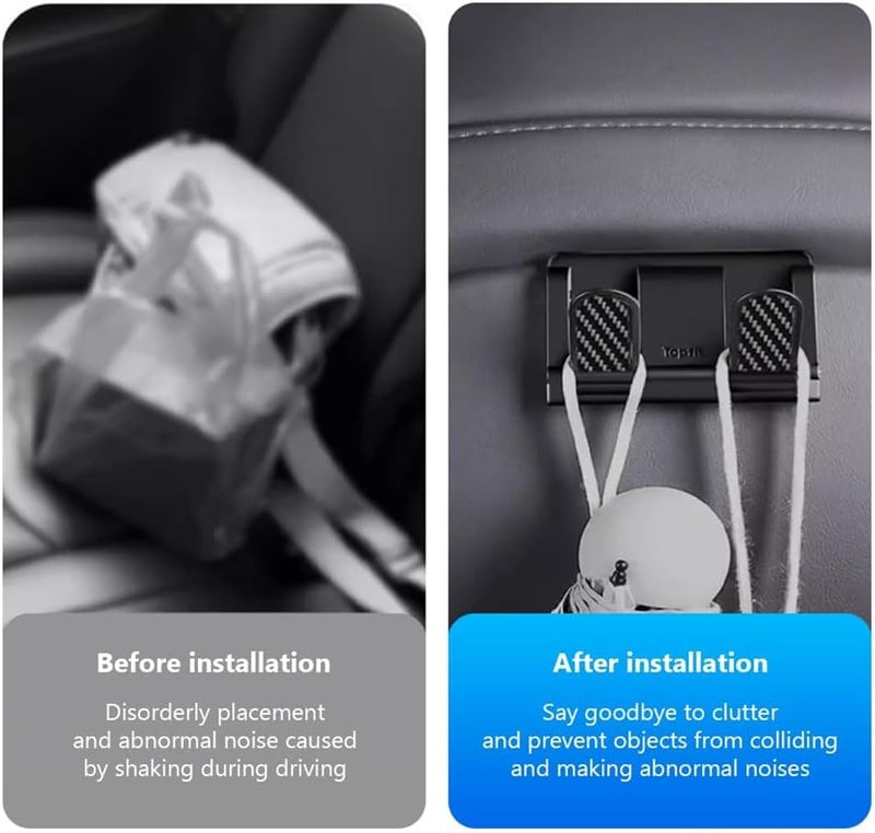 2Pcs Hooks for Tesla Model 3 & Model Y, Foldable Seat Back Headrest Hangers, Car Organizer for Purse, Groceries & Bags - Image 4