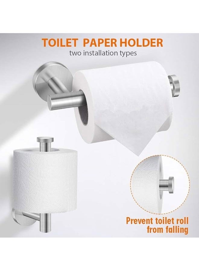 BOUND MOAT 5 Pieces Bathroom Hardware Set Include 16-Inch Bath Towel Bar,Toilet Paper Holder & 3 Packs Towel Hooks Stainless Steel Space Saving Towel Racks for Home,Bathroom, Kitchen (Silver )  - Image 3
