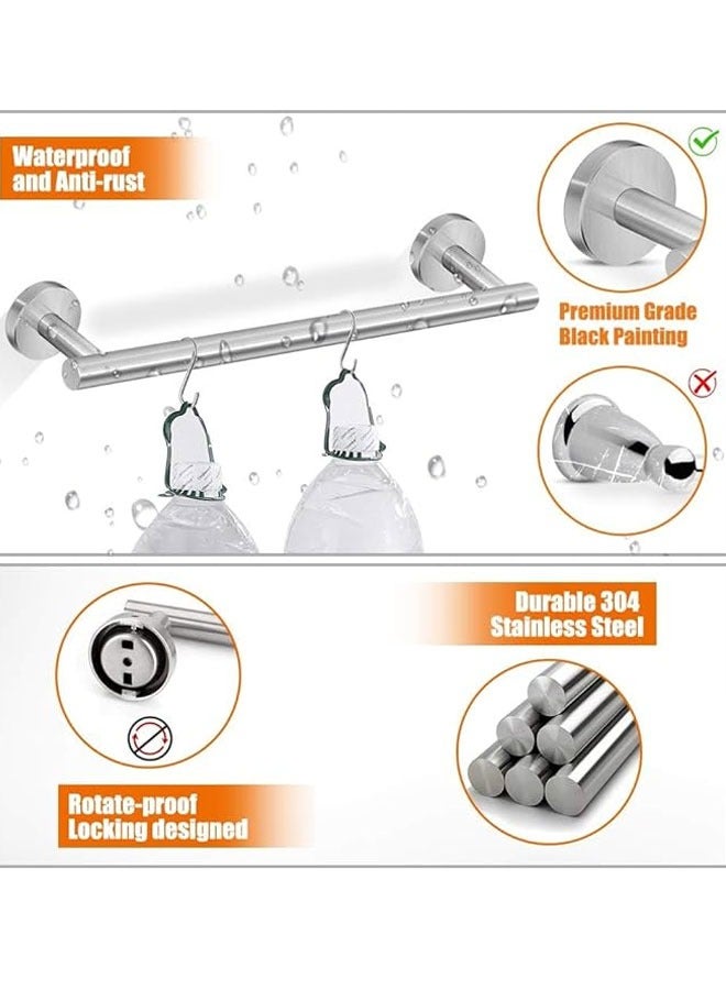 BOUND MOAT 5 Pieces Bathroom Hardware Set Include 16-Inch Bath Towel Bar,Toilet Paper Holder & 3 Packs Towel Hooks Stainless Steel Space Saving Towel Racks for Home,Bathroom, Kitchen (Silver )  - Image 5
