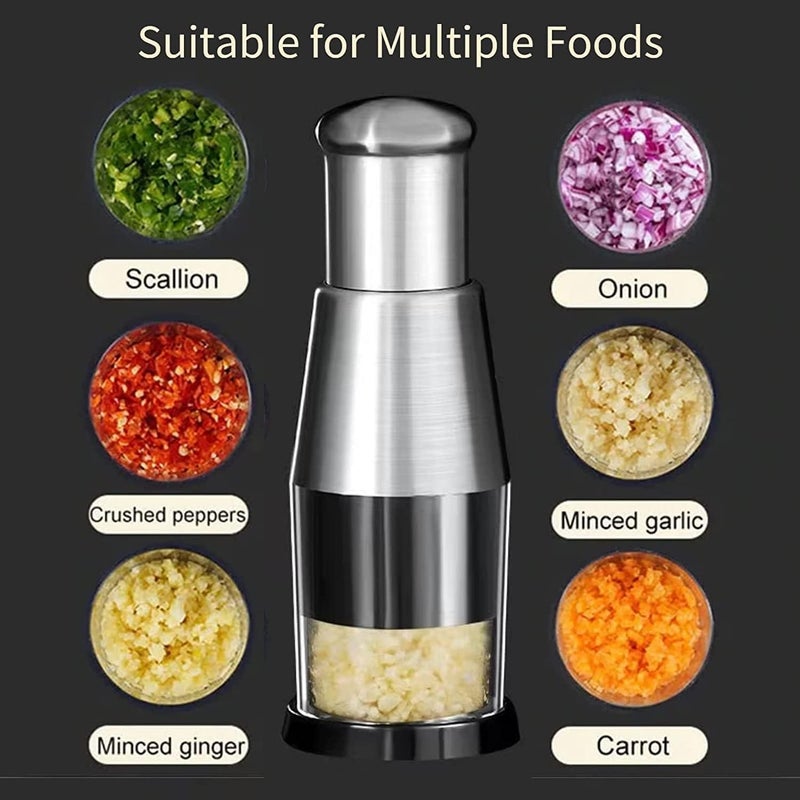 Calyrex Multifunctional Onion Cutter for Garlic Cutting Vegetable Cutter Stainless Steel Manual Vegetable Chopper Onion Garlic Press - Image 2