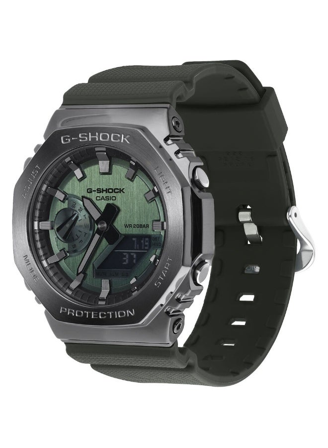 كاسيو ساعة توقيت كاسيو للرجال، جي-شوك، لون أخضر، تناظرية-رقمية، توقيت عالمي، موديل GM-2100B-3A - Image 3