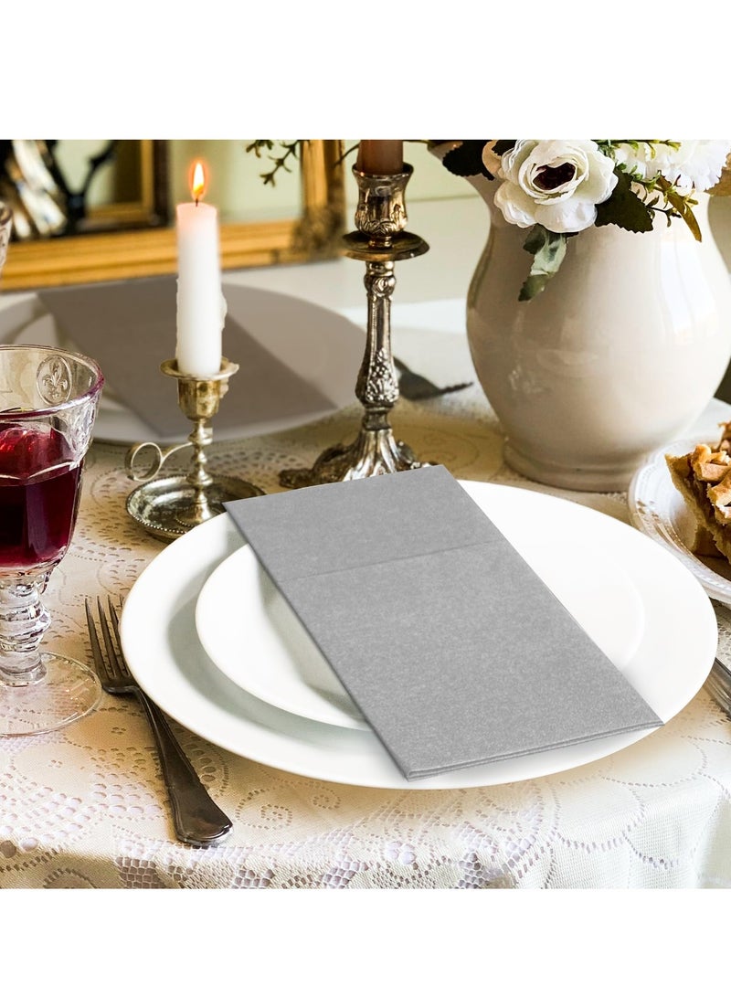 general 50-Pieces Disposable Dust-Free Dinner Napkins With Built-In Flatware Pocket Prefolded Cloth Like Paper Napkins For Wedding Dinner Or Party - Image 4