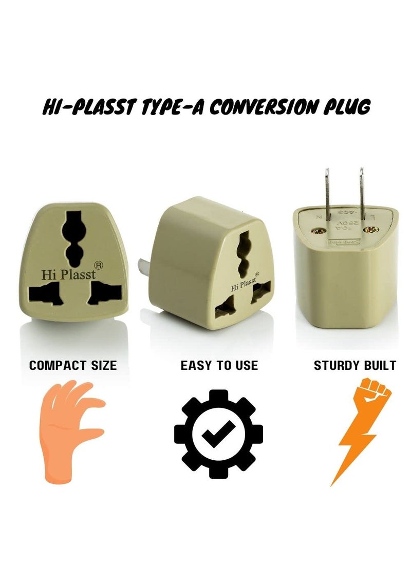 HI PLASST PINS N PLUGS HiPlasst Pack of 3 US Travel Adapter Type A Plug Adapter for USA Canada Mexico Japan Thailand Philippines India to USA Converter 2 Pin Plug Adapter  - Image 3