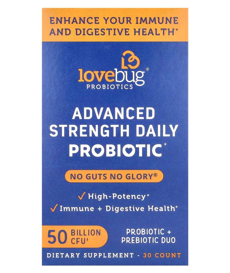 LoveBug Probiotics Advanced Strength Daily Probiotic 50 Billion CFU 30 Capsules