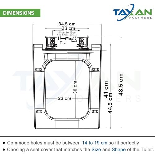 TAXAN POLYMERS TAXAN Plastic Toilet Seat Cover with Soft Close Mechanism - Rectangular Commode Seat Cover – with Sleek Design & Easy Installation with Installation Kit (43cm x 35cm, White) - Image 3