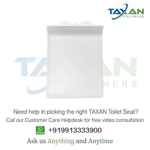 TAXAN POLYMERS TAXAN Plastic Toilet Seat Cover with Soft Close Mechanism - Rectangular Commode Seat Cover – with Sleek Design & Easy Installation with Installation Kit (43cm x 35cm, White) - Image 2