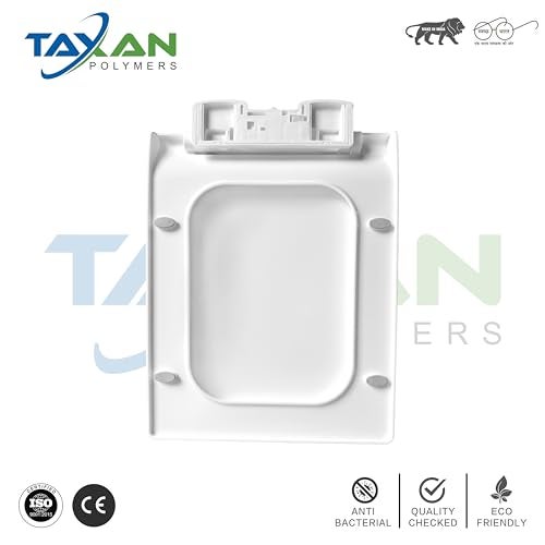 TAXAN POLYMERS TAXAN Plastic Toilet Seat Cover with Soft Close Mechanism - Rectangular Commode Seat Cover – with Sleek Design & Easy Installation with Installation Kit (43cm x 35cm, White) - Image 5