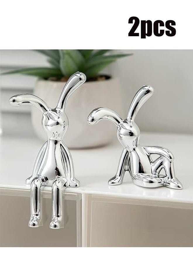 واي جيه مجموعة من قطعتين من زخارف سيارة الأرنب الجالسة الغريبة -تصميم طويل الأرجل فاتنة، زخرفة مركز التحكم، وزخارف داخلية مخصصة لسيارة المرح واللعب - Image 1