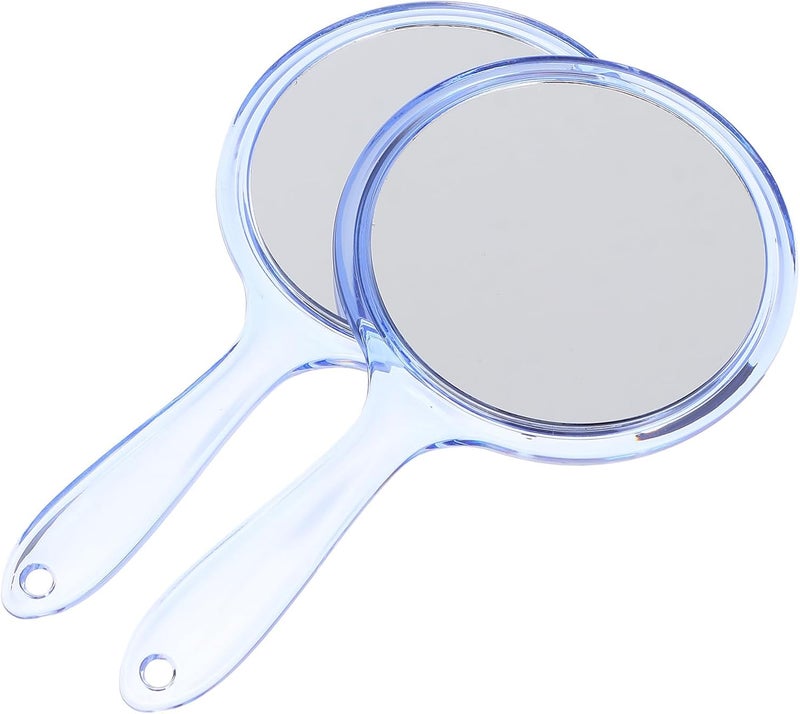 2pcs Double Sided Magnifying Cosmetic Handheld Mirrors with Plastic Handle Portable Vanity Mirror for Travel and Personal Care - Image 1