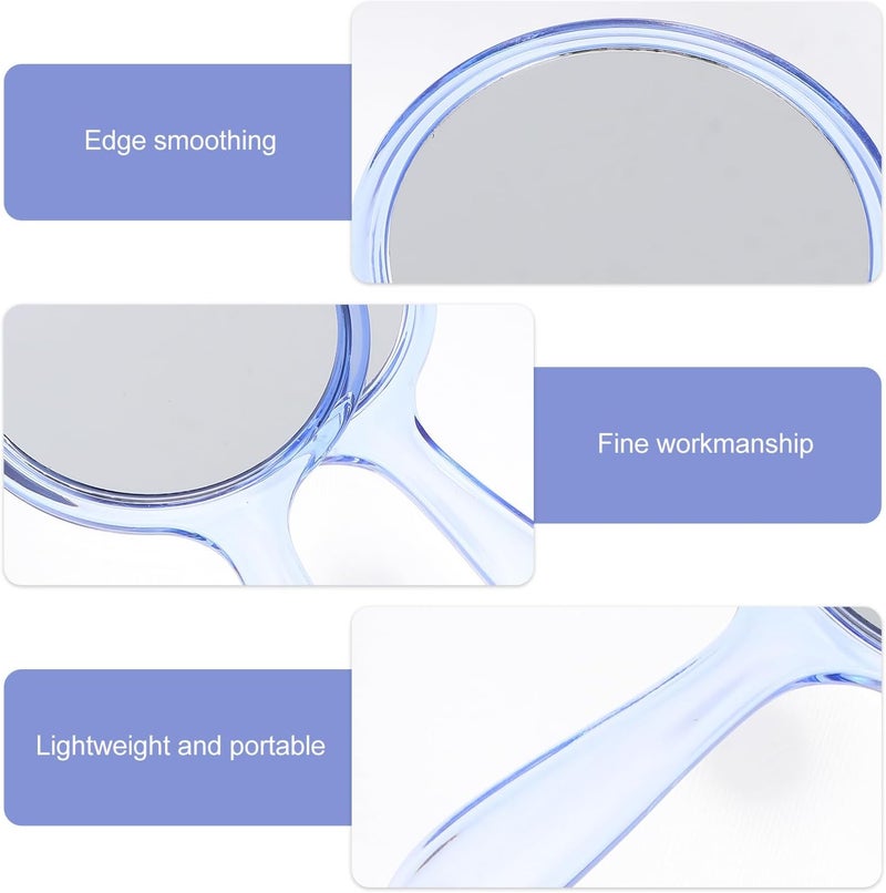 2pcs Double Sided Magnifying Cosmetic Handheld Mirrors with Plastic Handle Portable Vanity Mirror for Travel and Personal Care - Image 3