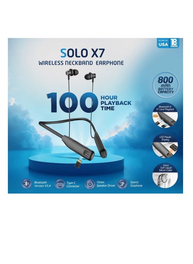 IQ TOUCH IQ TOUCH Bluetooth Neckband Earphone with Stereo Sound & 100Hrs Playtime - SOLO-X7  - Image 1