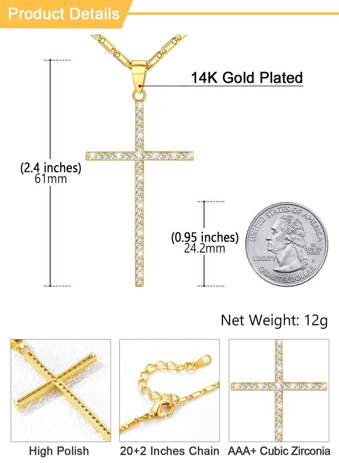 U7 Women Chain 18K Gold Plated CZ Simple Classic Cross Pendant Necklace - Image 4