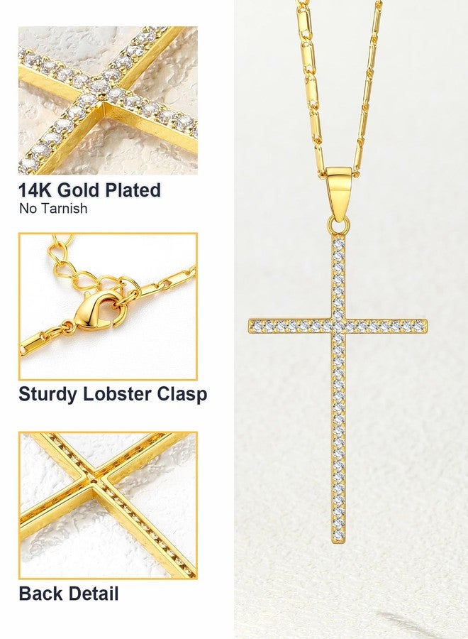 U7 Women Chain 18K Gold Plated CZ Simple Classic Cross Pendant Necklace - Image 5