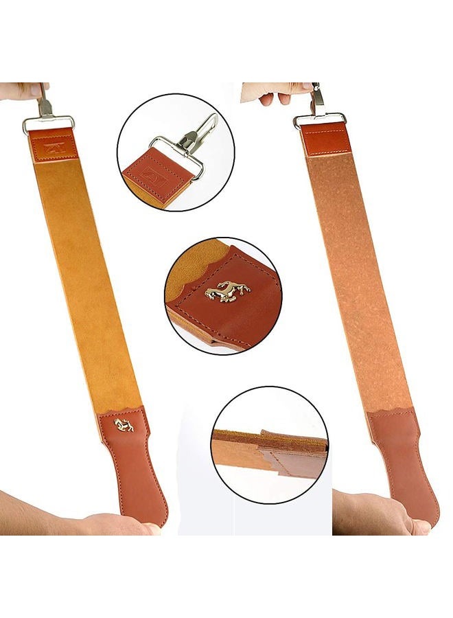 Grandslam Leather Strop for Straight Razor Sharpening and Smooth - Professional Straight Razor Knife Cowhide Dual Strop (Type 2, Brown) - Image 3