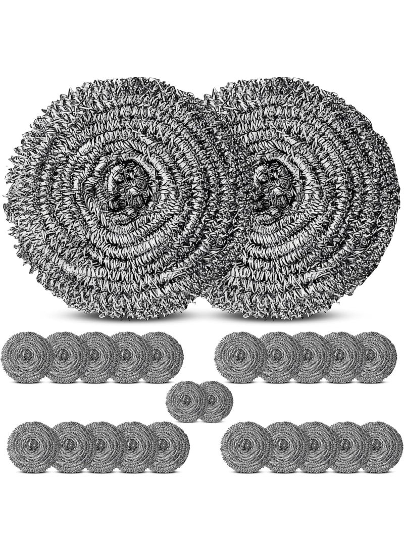 MARKQ طقم فُرَش تنظيف من الفولاذ المقاوم للصدأ - 24 قطعة من وسادات التنظيف الثقيلة المقاومة للصدأ للاستخدام في المطبخ، الأواني، المقالي، الشوايات والاستخدام المنزلي | وسادات تنظيف معدنية متينة - Image 1