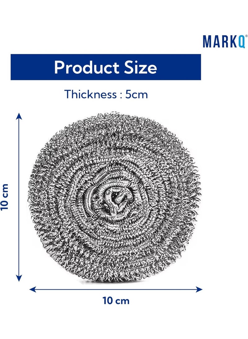 MARKQ طقم فُرَش تنظيف من الفولاذ المقاوم للصدأ - 24 قطعة من وسادات التنظيف الثقيلة المقاومة للصدأ للاستخدام في المطبخ، الأواني، المقالي، الشوايات والاستخدام المنزلي | وسادات تنظيف معدنية متينة - Image 3
