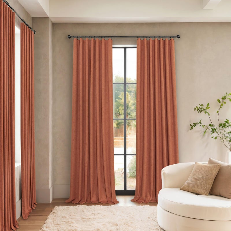 Pitalk Terracotta Blackout Curtains 84 Inch Length 2 Panel Set for Fall Living Room Linen Textured Boho Black Out Western Curtains for Bedroom Darkening Thermal Insulated Drapes Rust Burnt Orange 52x84 Long - Image 2