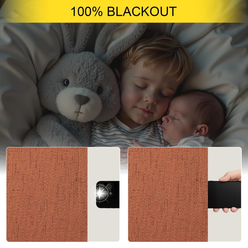 Pitalk Terracotta Blackout Curtains 84 Inch Length 2 Panel Set for Fall Living Room Linen Textured Boho Black Out Western Curtains for Bedroom Darkening Thermal Insulated Drapes Rust Burnt Orange 52x84 Long - Image 4