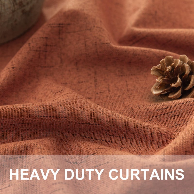 Pitalk Terracotta Blackout Curtains 84 Inch Length 2 Panel Set for Fall Living Room Linen Textured Boho Black Out Western Curtains for Bedroom Darkening Thermal Insulated Drapes Rust Burnt Orange 52x84 Long - Image 3