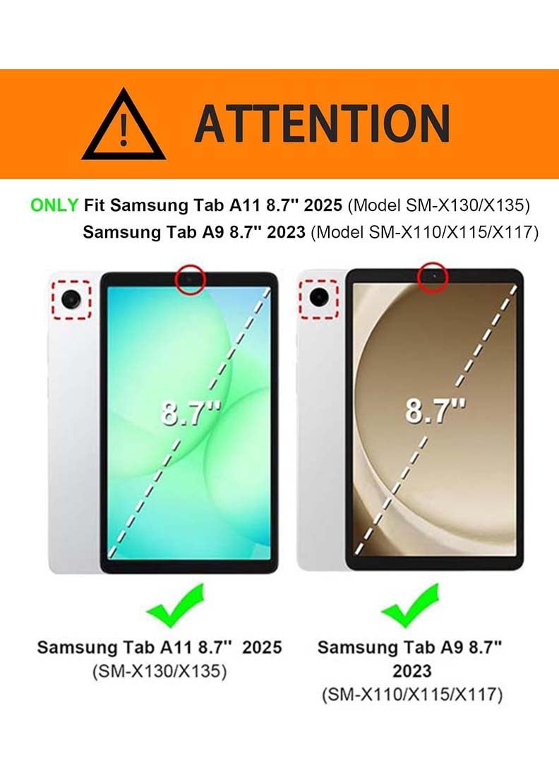ثيودور جراب متوافق مع سامسونج جالاكسي تاب A11 2025/ A9 2023 مقاس 8.7 بوصة، جراب ذكي مع حامل قلم، جراب ثلاثي الطي رفيع مع ظهر من مادة TPU الناعمة، غطاء تشغيل/إيقاف تلقائي - أزرق داكن - Image 2