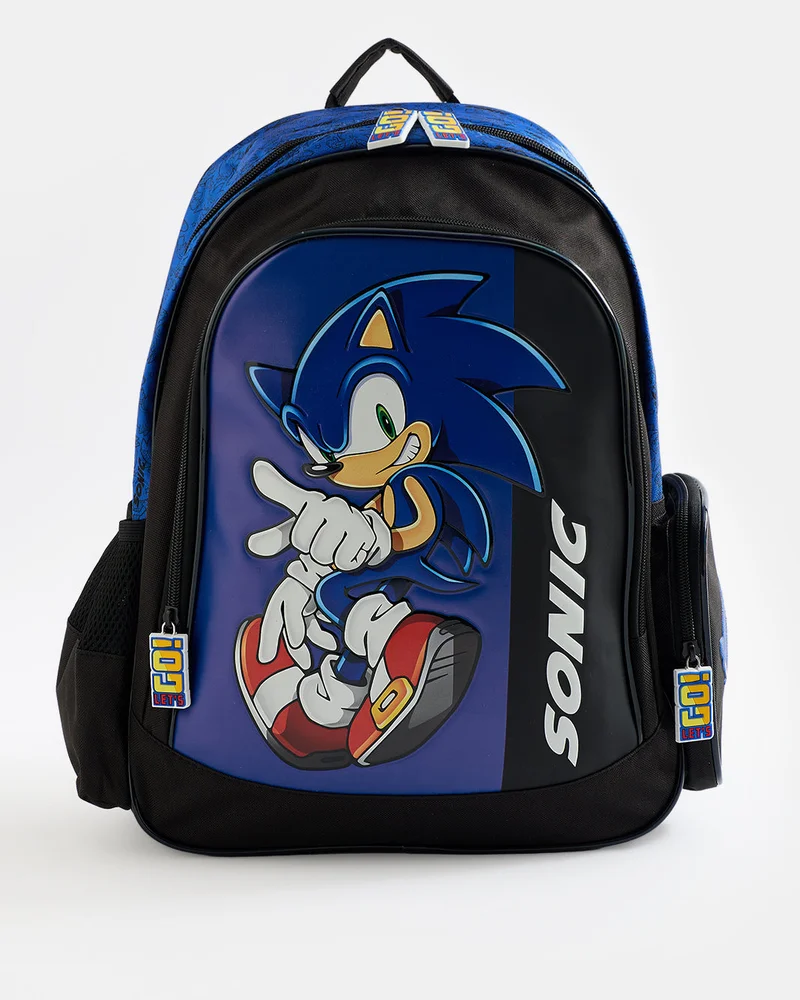 REDTAG Kids Blue Sonic The Hedgehog Backpack (16 Inch)