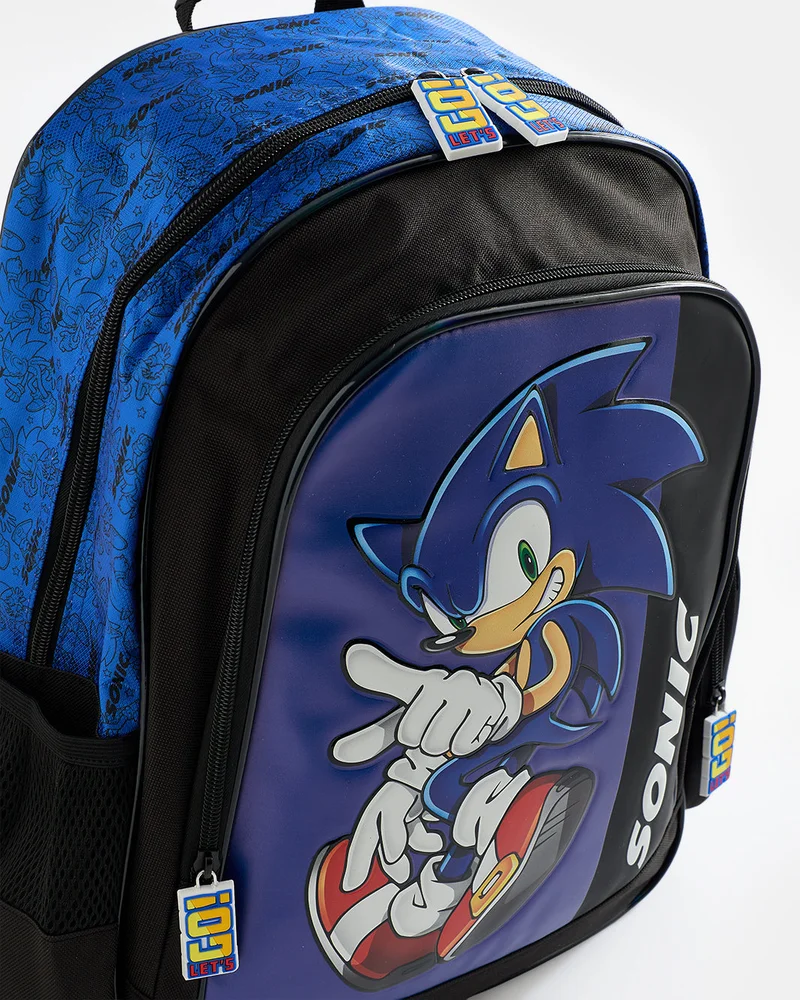 REDTAG Kids Blue Sonic The Hedgehog Backpack (16 Inch)