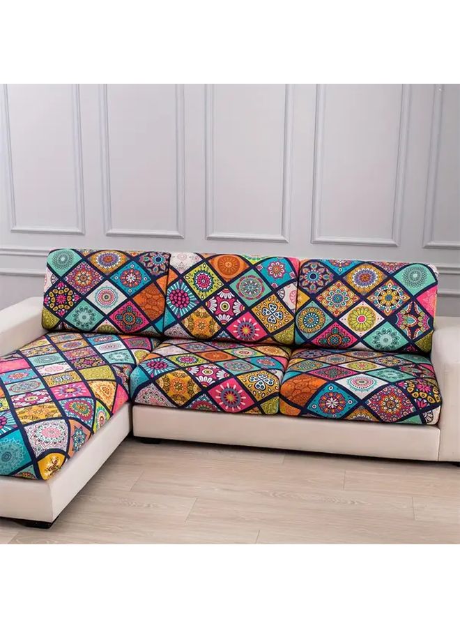 L Shaped Sofa Cover Washable Bohemian Style Black Gray Sliky Fiber Fabric Protector - Image 2