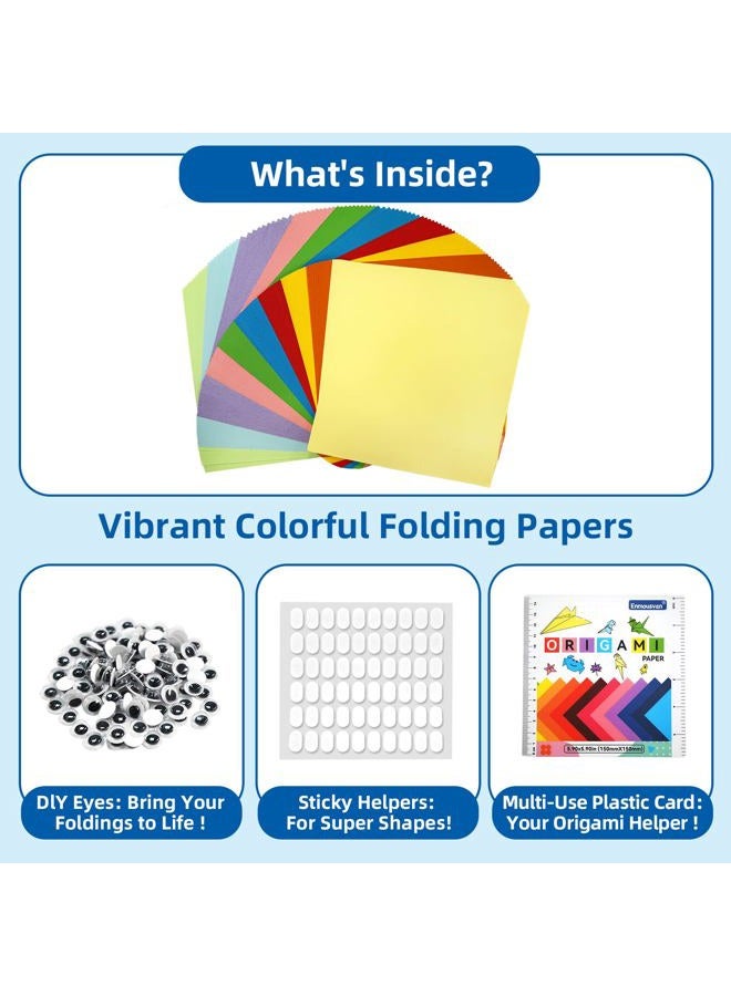 Enmousvan Origami Paper Set, 6x6 Inch, Double Sided Color, 220 Sheets, 10 Fun & Distinct Colors, Child-Friendly, with DIY Accessory Kit for Hands-on Art and Craft Projects - Image 4