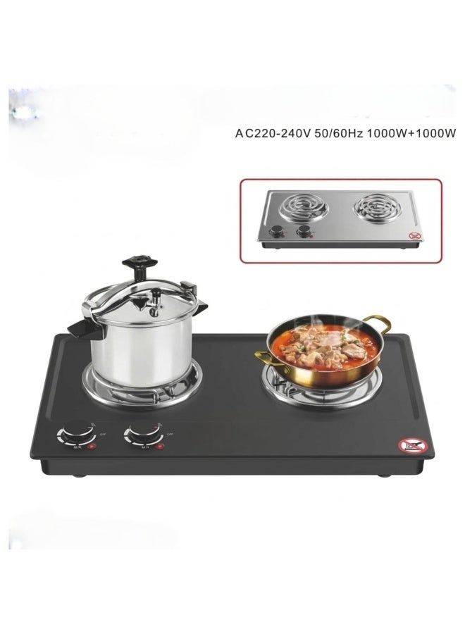 Tradeo Double Burner Electric Cooktop, 2000W Portable Countertop Stove with Adjustable Temperature Control - Image 3