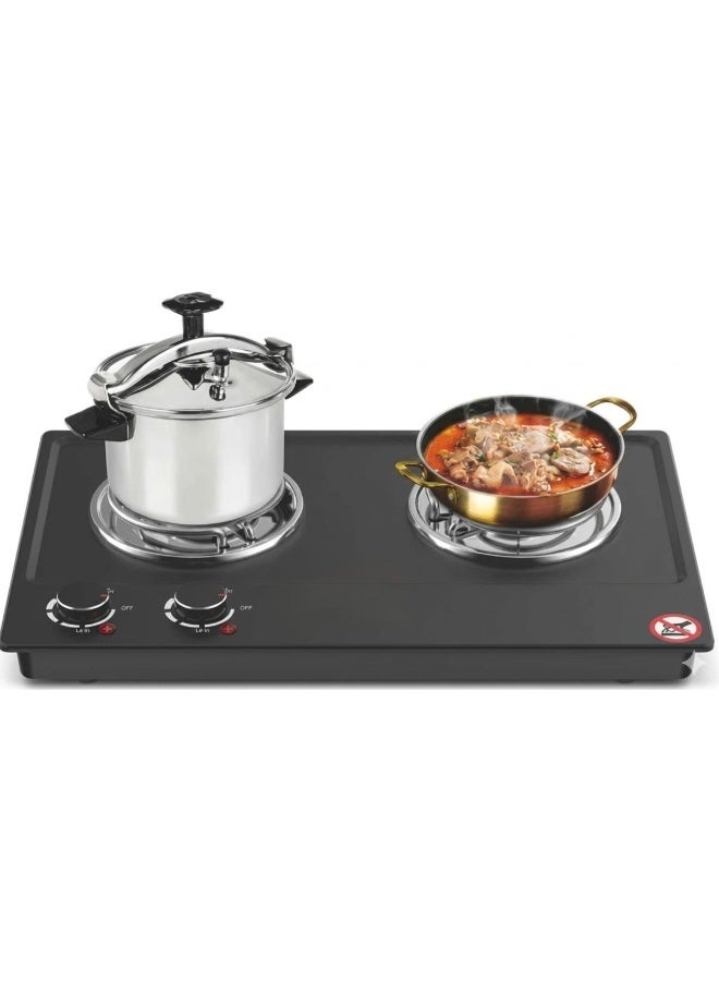 Tradeo Double Burner Electric Cooktop, 2000W Portable Countertop Stove with Adjustable Temperature Control - Image 2