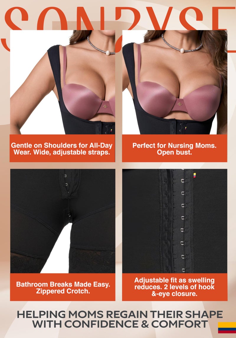 Sonryse PP-211 Tummy Tuck Compression Garment for Women Fajas Colombianas Reductoras y Moldeadoras Stage 2 Black Faja Small - Image 3