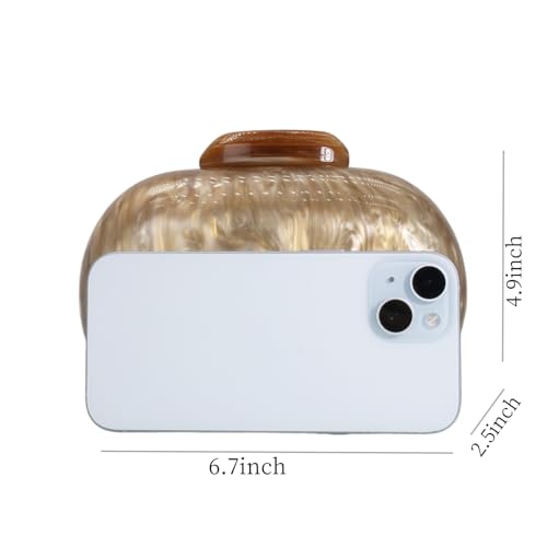 GSYPS Acrylic Evening Clutch Bag for Women Shell Shape Shoulder Crossbody Bag Glitter Marble Purse Handbag A-Coffee - Image 2