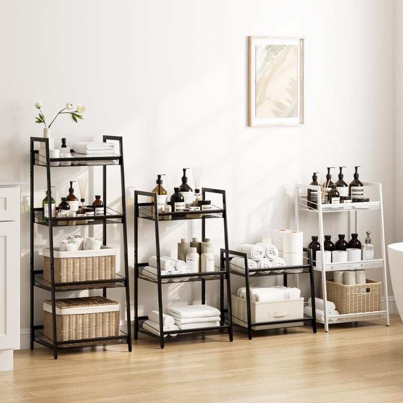 Masupu 4 Tier Bathroom Shelf, Bathroom Organizer and Storage for Small Space, Free-Standing Metal Rack Shelves Waterproof for Kitchen, Bathroom, Laundry, Toilet, Black - Image 4