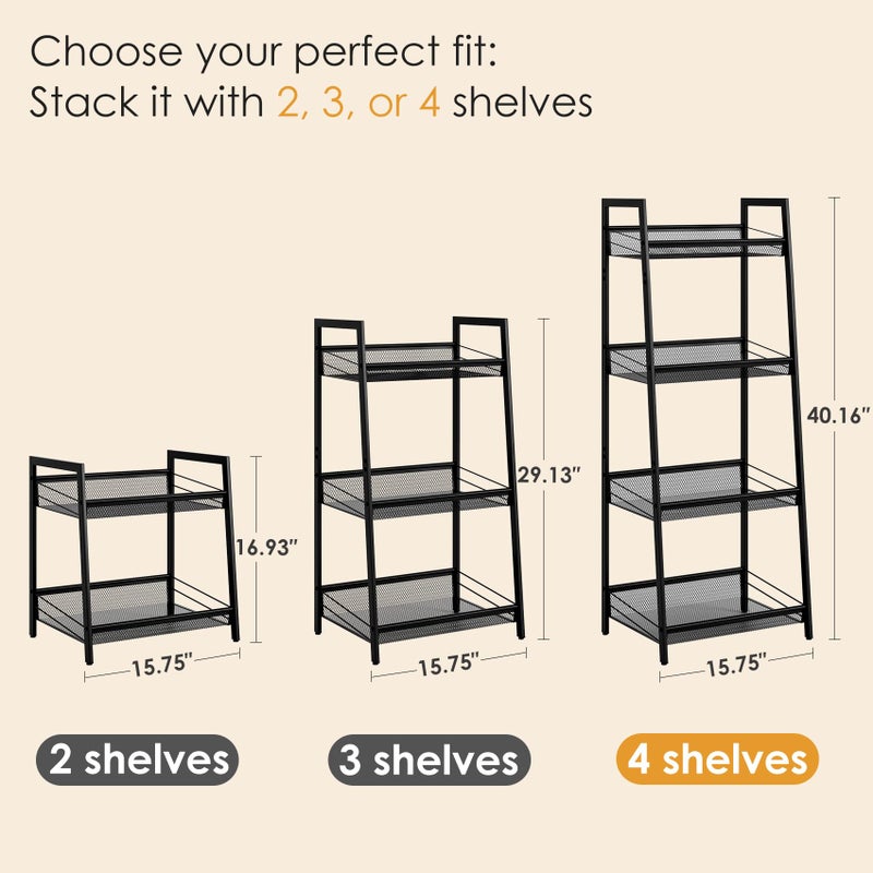 Masupu 4 Tier Bathroom Shelf, Bathroom Organizer and Storage for Small Space, Free-Standing Metal Rack Shelves Waterproof for Kitchen, Bathroom, Laundry, Toilet, Black - Image 3