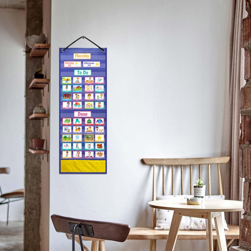 2 Sets of Calendar Chart for Kids Hanging Visual Chore Chart Kids Schedule Planning Chart Kids Behavior Chart - Image 5