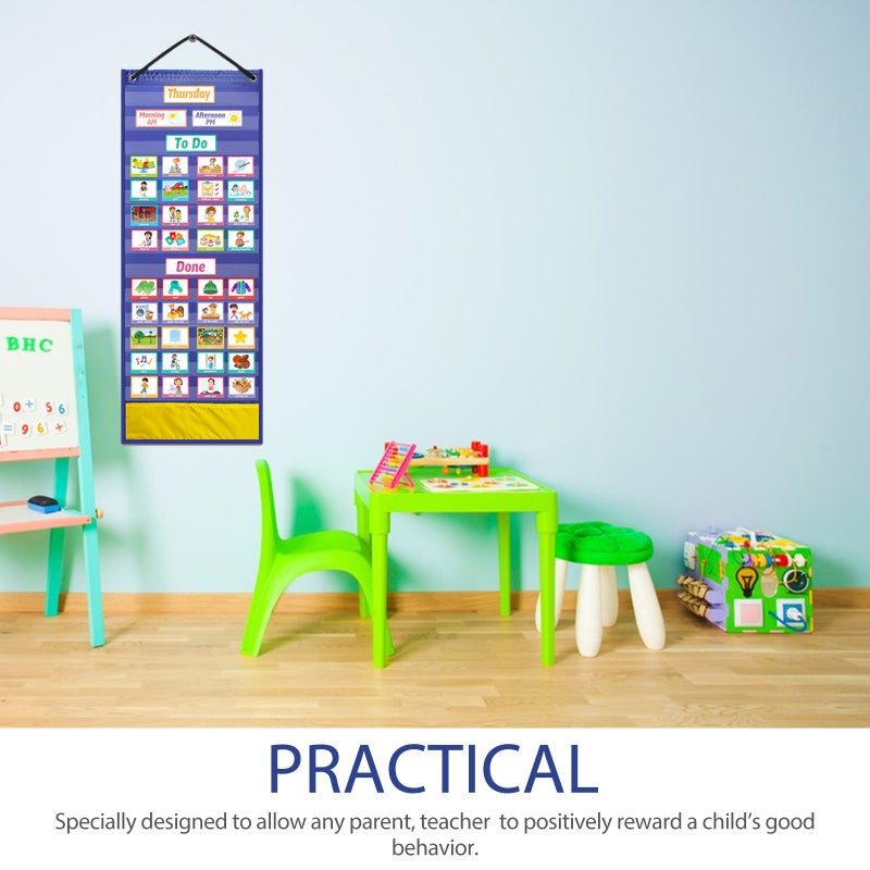 2 Sets of Calendar Chart for Kids Hanging Visual Chore Chart Kids Schedule Planning Chart Kids Behavior Chart - Image 4