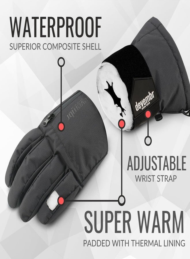 devembr Snowboarding Gloves with Wrist Guards, Ski Gloves Touchscreen, Black, L - Image 4