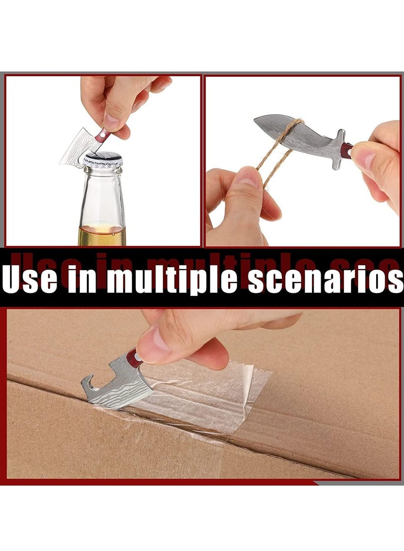 Excefore سكاكين صغيرة، سلسلة مفاتيح مكونة من 8 قطع، مجموعة سكاكين جيب، سلسلة مفاتيح صغيرة، مقبض خشبي، سكين صغير بأكمام جلدية، حقيبة هدايا مزخرفة محمولة للحمل في الهواء الطلق، فتح صندوق سكين لفتح الرسائل - Image 2