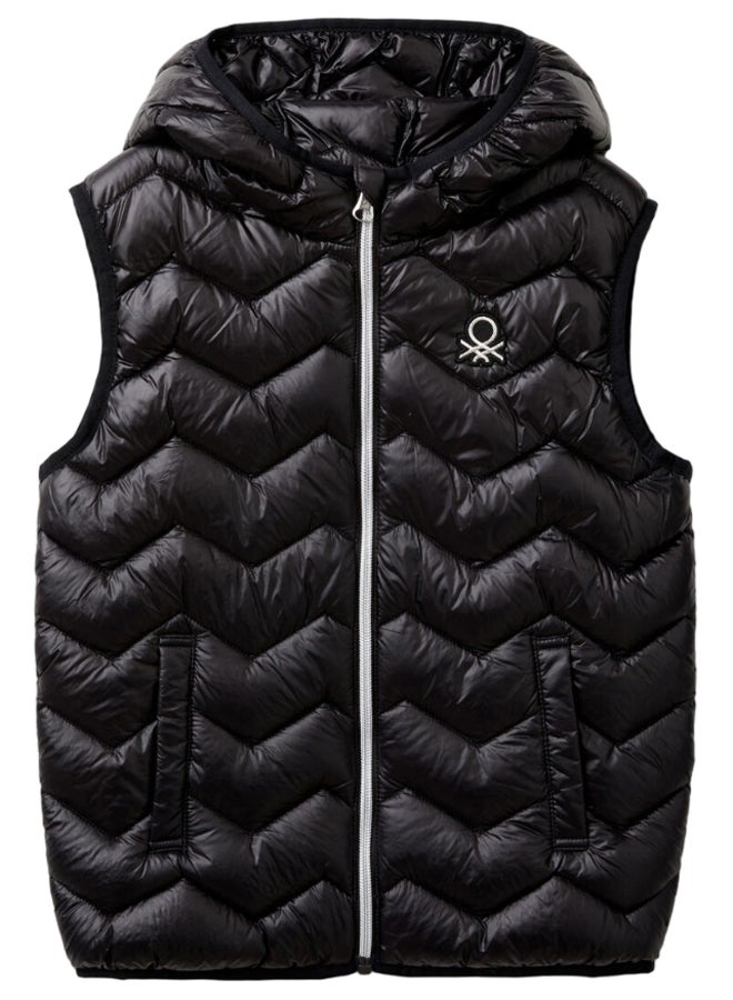 بينيتون فيست مبطن للبنات بقبعة وحشوة ثلاثية - Image 1