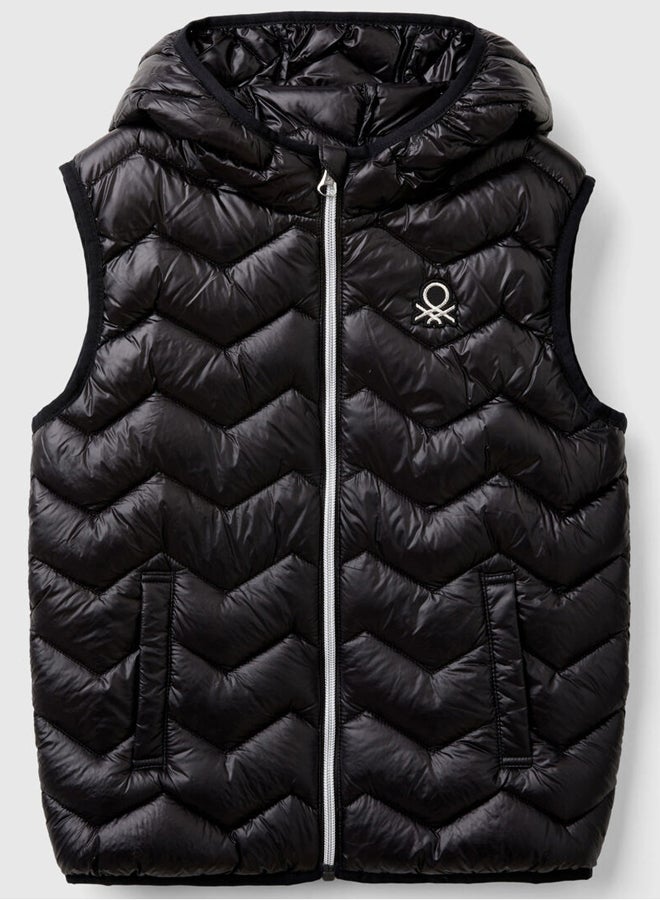 بينيتون فيست مبطن للبنات بقبعة وحشوة ثلاثية - Image 2