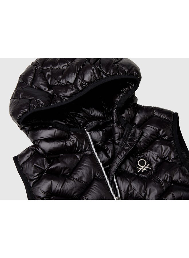 بينيتون فيست مبطن للبنات بقبعة وحشوة ثلاثية - Image 4