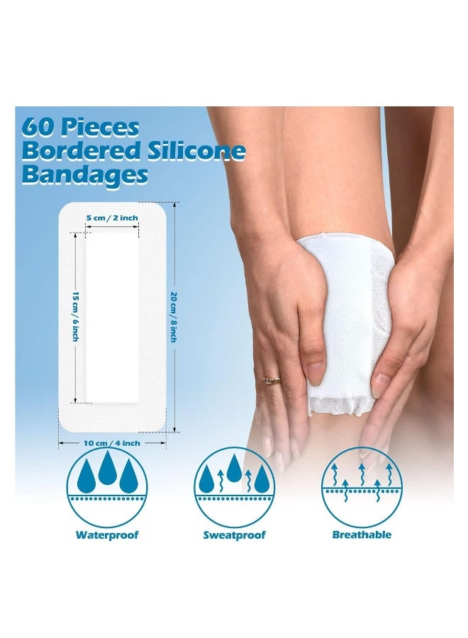 Generic 40 Pcs Waterproof Adhesive Island Dressing, 4 x 10 Sterile Island Wound Dressing, Breathable Bordered Gauze Dressing, Individually Wrapped Latex Free Bandages for Blister Wound Care(4x8 In) - Image 2