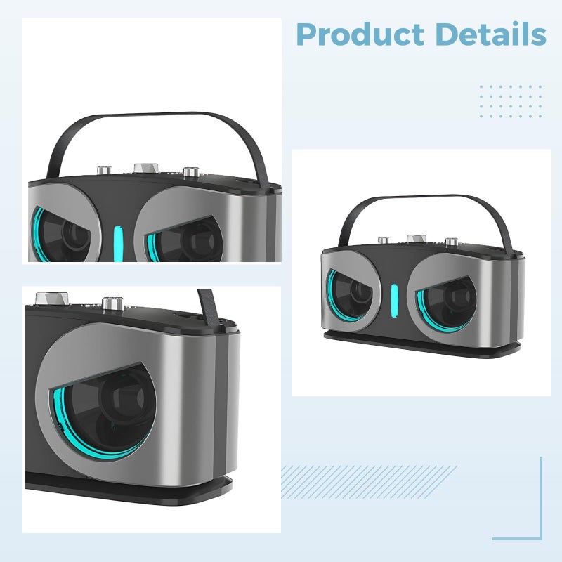 Portable Karaoke Machine with Dual Wireless Microphones RGB Lights for Home Party Gray - Image 5
