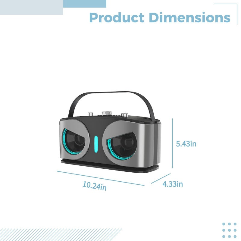 Portable Karaoke Machine with Dual Wireless Microphones RGB Lights for Home Party Gray - Image 3