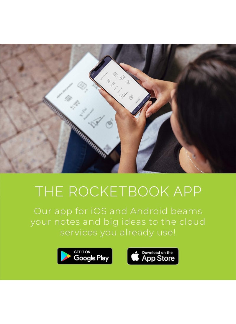 Rocketbook - Rocketbook Matrix Smart Reusable Graph Notebook  Ecofriendly Digitally Connected Isometric Notebook  Mdinight Blue Letter Size 85 x 11 with Pen Cloth and App Included - Image 1
