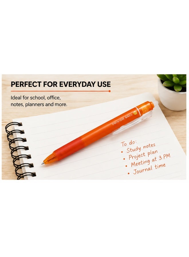PILOT FriXion Ball Knock Erasable Gel Pen LFBK-23EF-O, 0.5 mm, Orange, Gel Ink, 1 pen for planner emphasis - Image 5